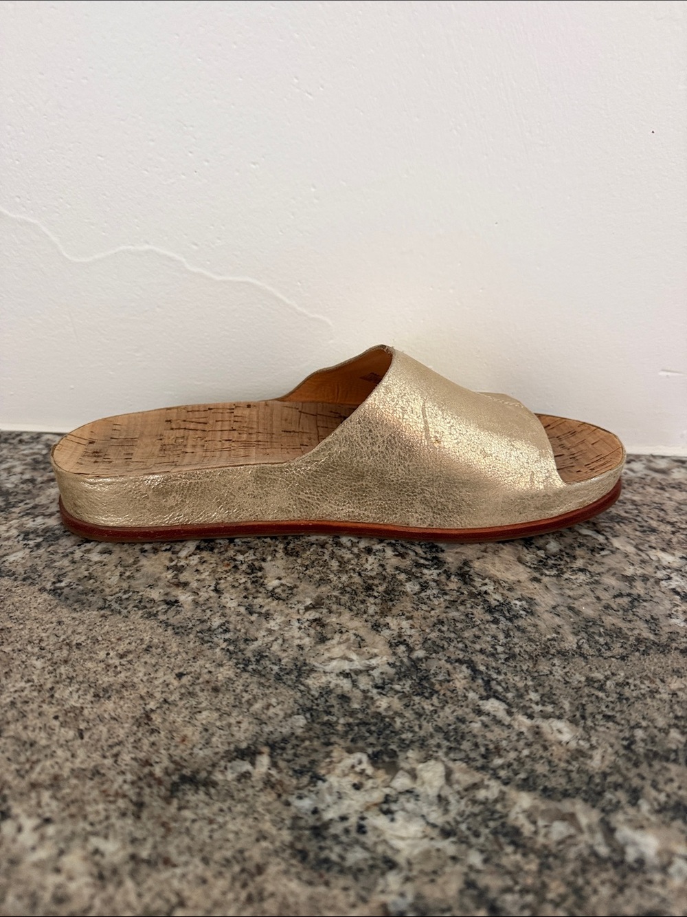 Kork-Ease Metallic Gold Cork Wedge Mule Slides,8,worn twice, EUC - Picture 2 of 7
